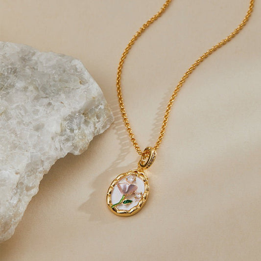 18K Gold Flower Pendant Necklace - Shuling Jewelry