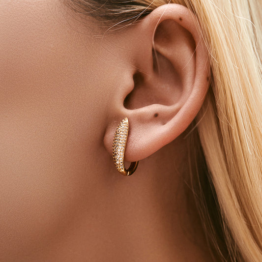 Zirconia Teardrop Hoop Earrings