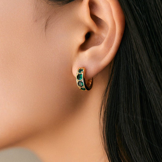 18K Gold Sparkling Zircon Earrings - Shuling Jewelry