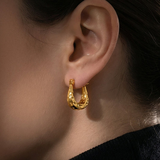 Textured Hammered Organic Hoop Earrings