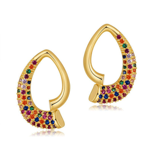 18K Gold Geometrically Irregular Ear Studs - Shuling Jewelry