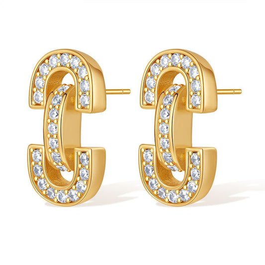 18K Gold Delicate Zircon Earrings - Shuling Jewelry