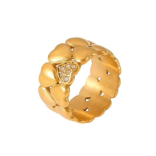 18K Gold Vintage Heart Double - layered Rings - Shuling Jewelry