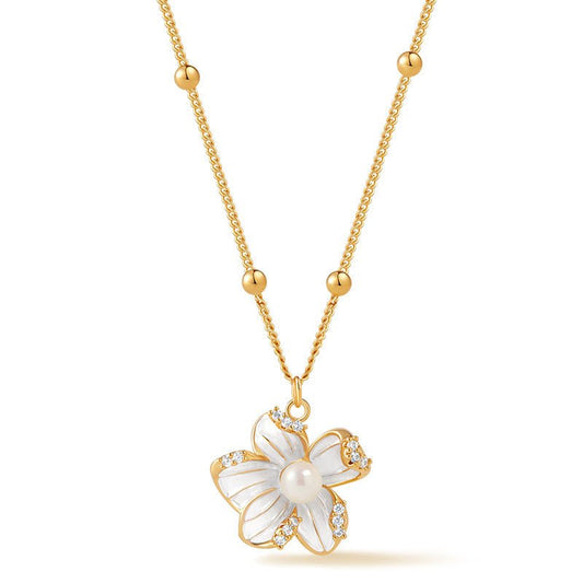 18K Gold Irregular Flower Pearl Necklace - Shuling Jewelry
