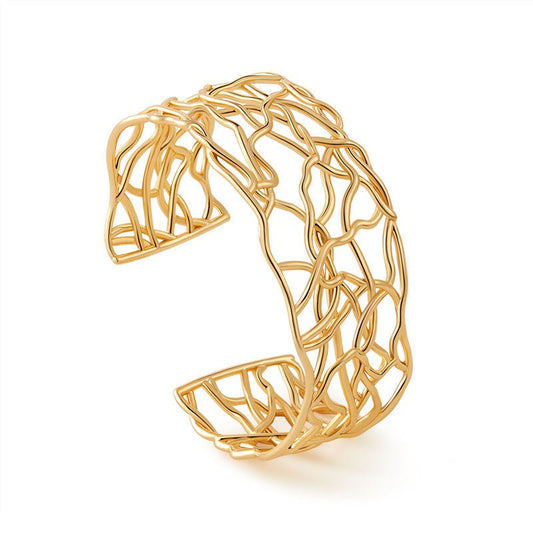 18K Gold Openwork Irregular Bangle - Shuling Jewelry