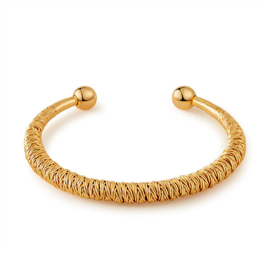 18K Gold Threaded Multilayer Bangles