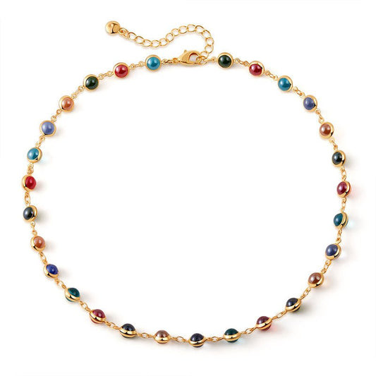 Colorful Glass Dopamine Clavicle Necklace - Shuling Jewelry