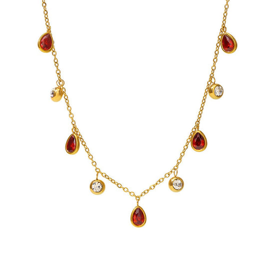 Teardrop Zircon Clavicle Necklace - Shuling Jewelry