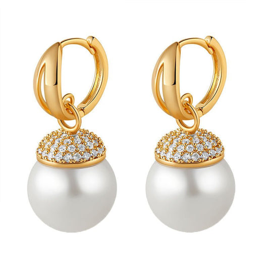 Retro Diamond Pearl Drop Earrings - Shuling Jewelry