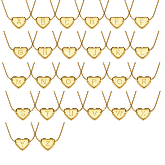 18K Gold Letter Heart Pendant Necklaces - Shuling Jewelry