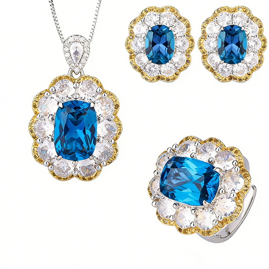 Luxury Blue Gemstone Jewelry Set