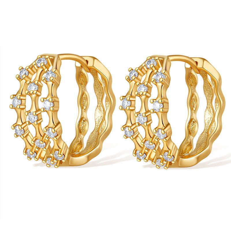 18K Gold Retro Chic Ear Studs - Shuling Jewelry