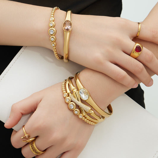 Bracelet vintage en cristal doré