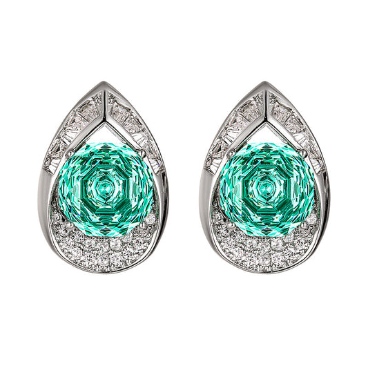 Enchanting Rose-Carved Gemstone Teardrop Earrings