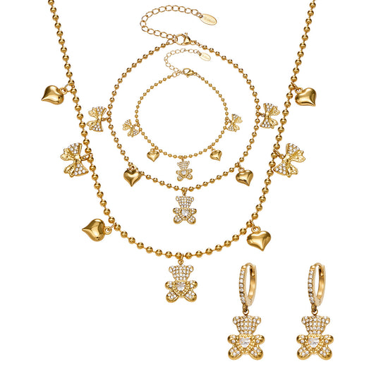 Adorables ensembles de bijoux en cristal ours