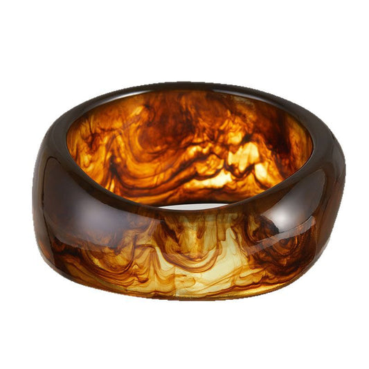 Amber-Swirl Resin Chunky Cuff Bangle