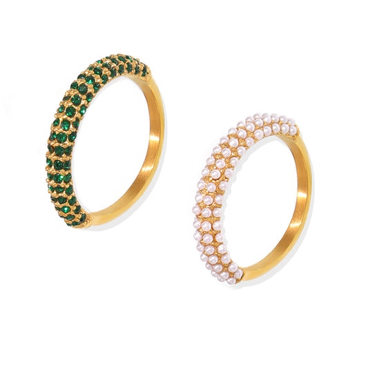 Vintage 3-Row Micro-Pave Eternity Rings