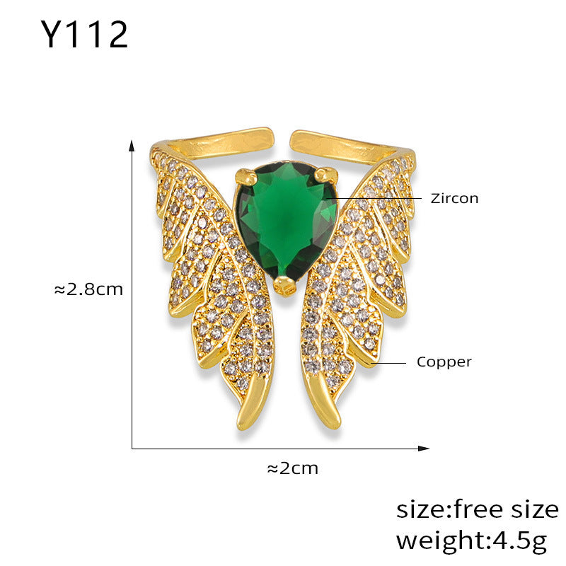 Angel Wing Pear-Cut Crystal Ring