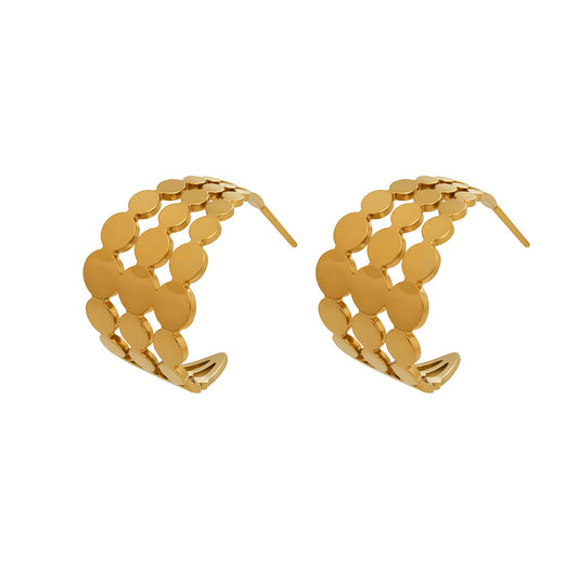 Geometric Scalloped Wide Hoop Earrings