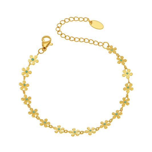 Vintage Turquoise Enamel Daisy Bracelet