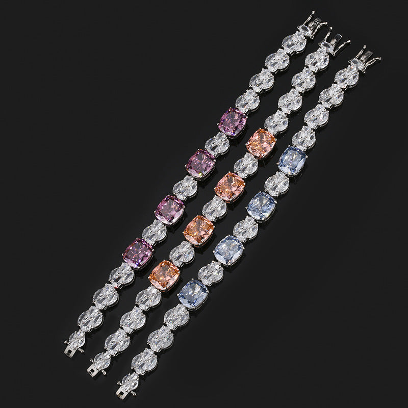 Pastel Cushion Cut Crystal Sparkle Tennis Bracelet