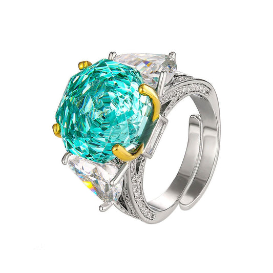 Elegant Rose Faceted Gemstone Ring With Trillion Accents