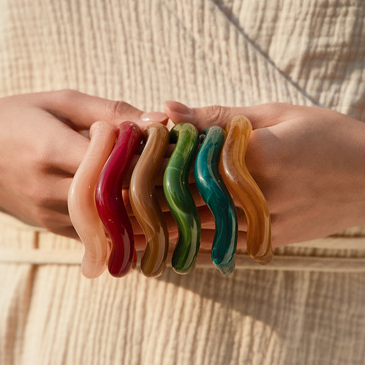 Artistic Wavy Resin Bangles Collection