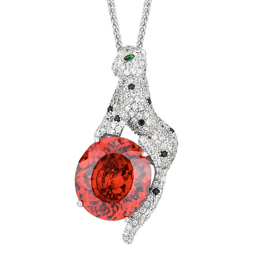 Elegant Panther Pendant with Vibrant Gemstone Treasure