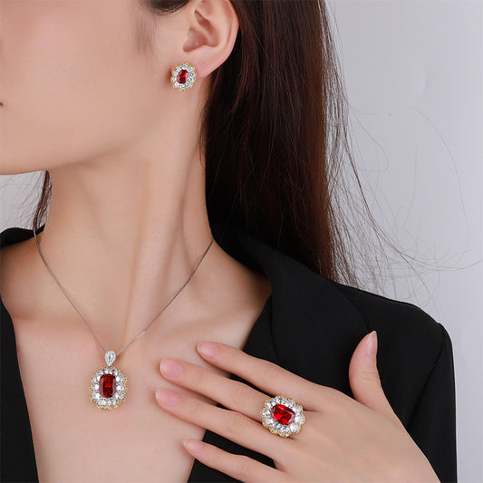 Luxury Ruby Jewelry Set with Diamonds
