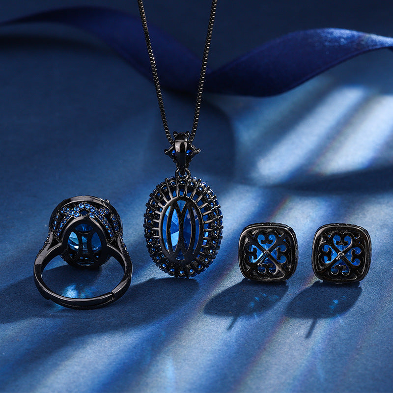 Elegant Radiant-Cut Gemstone Halo Jewelry Suite