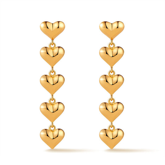 Romantic Gold Heart Drop Earrings
