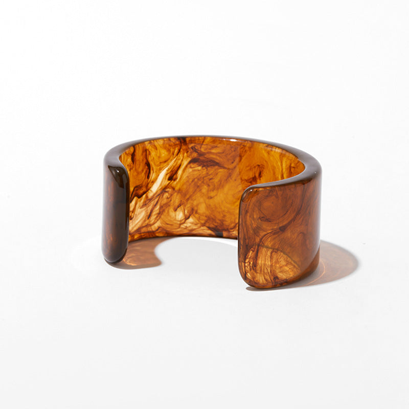 Amber Marbled Resin Chunky Cuff