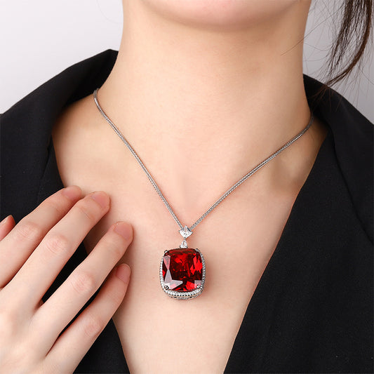 Magnificent Cushion Cut Gemstone Halo Statement Pendant Necklace