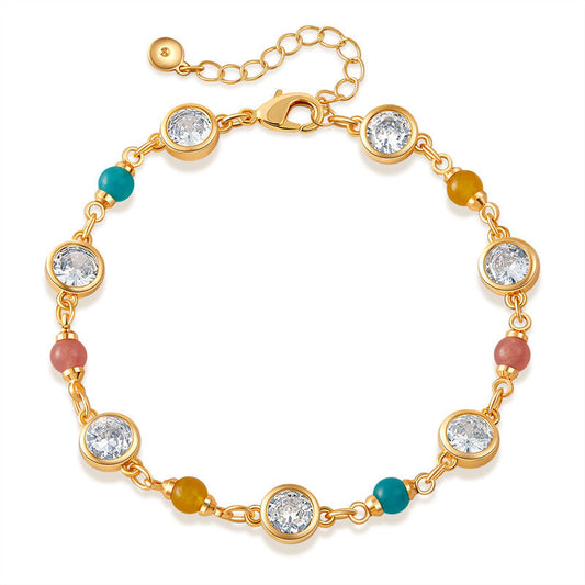 Elegant Crystal & Vibrant Bead Gold Bracelet