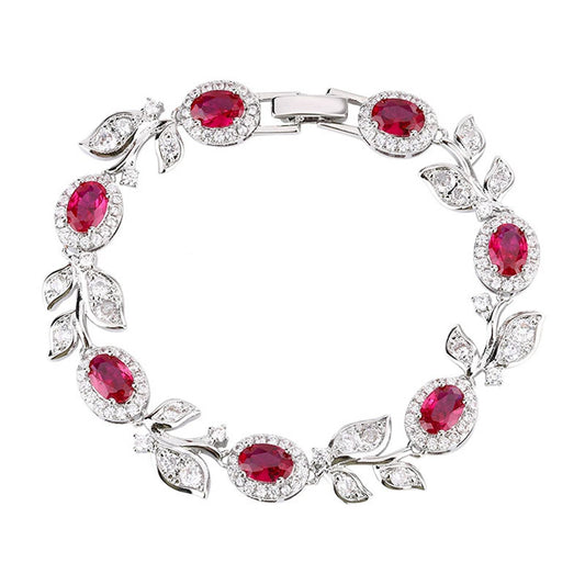 Leaf Accent Gemstone Link Women Bracelets