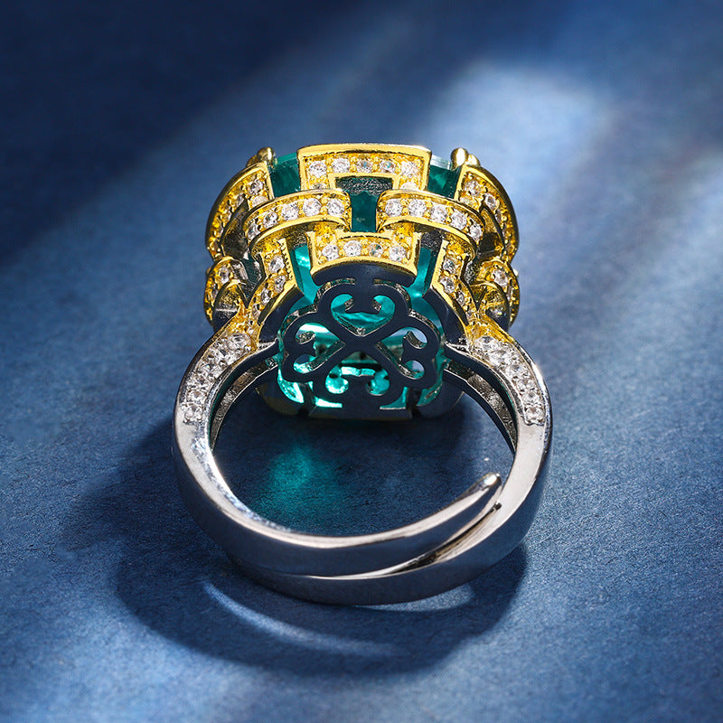 Vintage Royal Cushion-Cut Emerald and Ruby Statement Rings