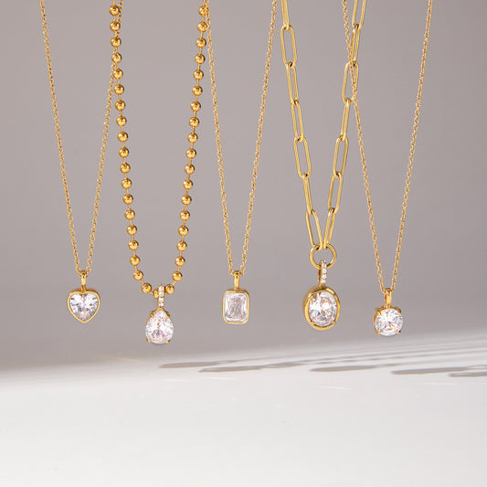 Colliers pendentifs solitaires en cristal
