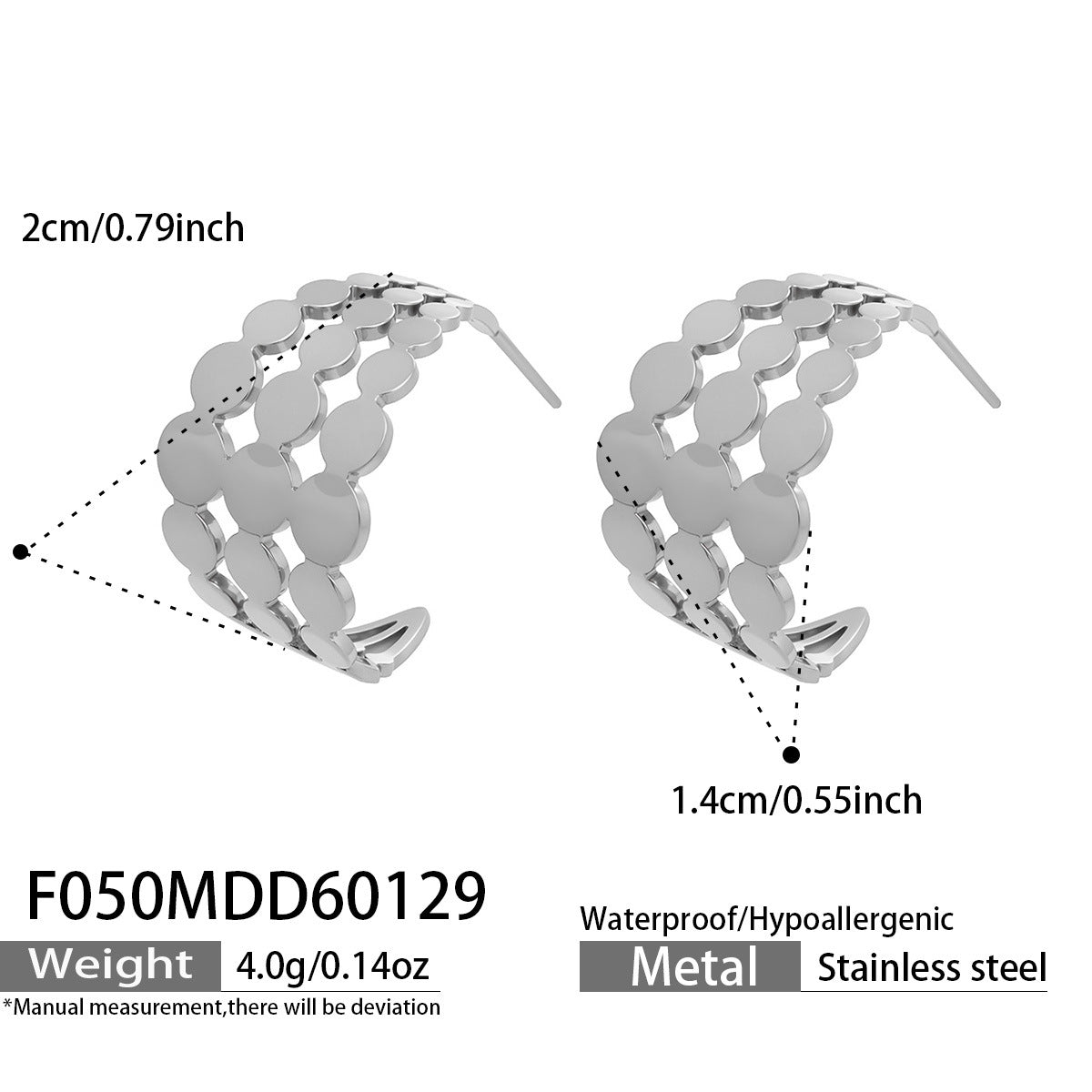 Geometric Scalloped Wide Hoop Earrings