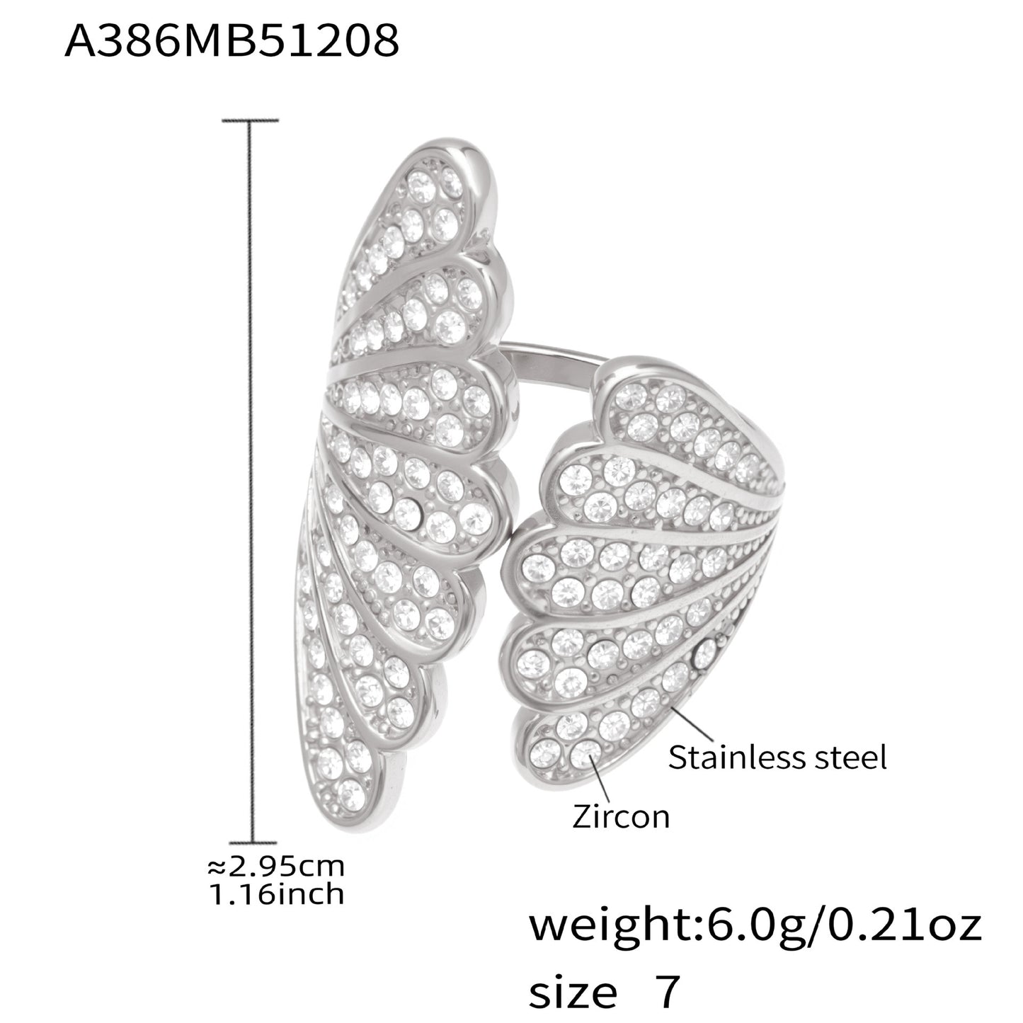 Sparkling Seashell Open Band Ring