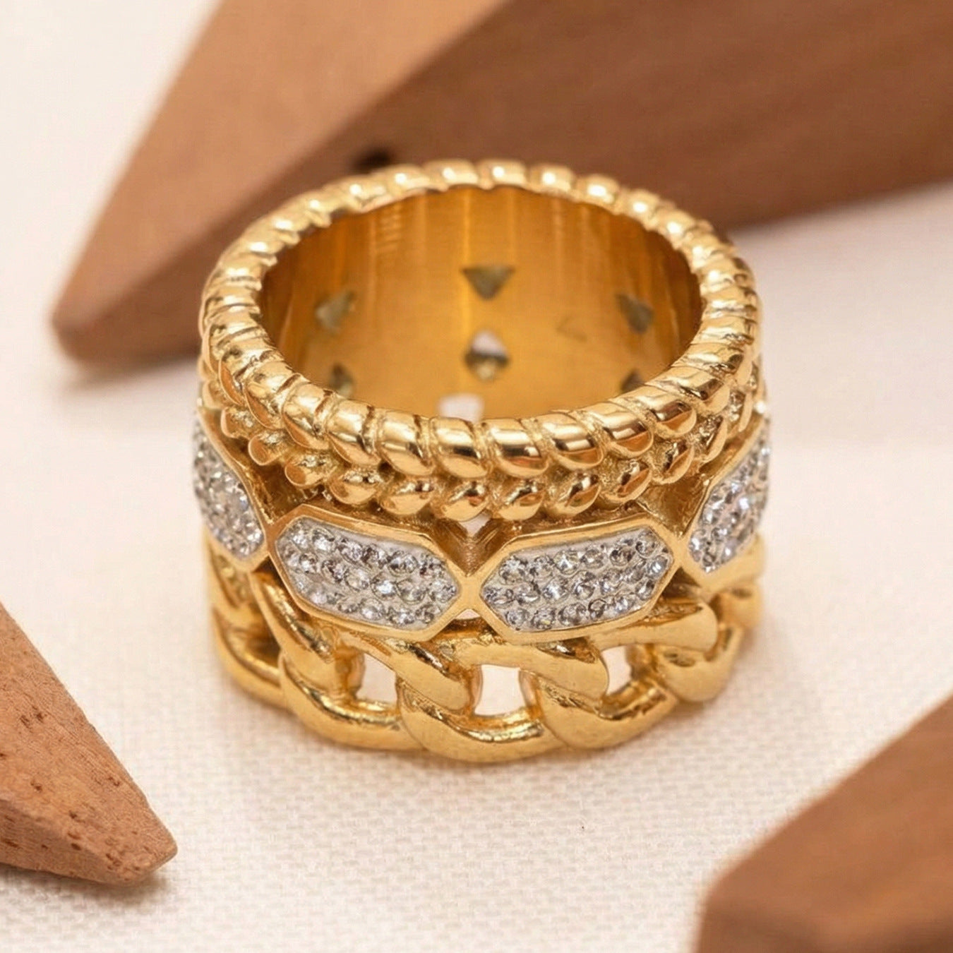 Multi-Textured Statement Ring