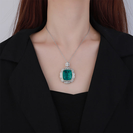 Luxury Cushion Cut Gemstone Pendant Necklace