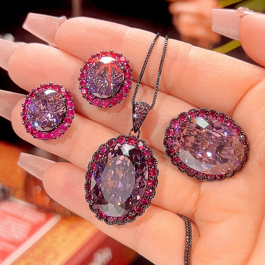 Vintage Gothic Royal Purple Jewelry Set
