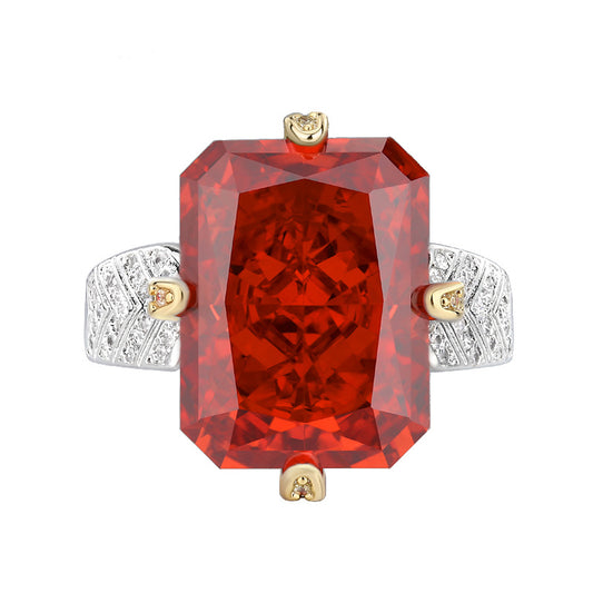 Luxurious Radiant Cut Gemstone Chevron Pavé Statement Ring