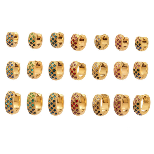 Boucles d'oreilles créoles en cristal à texture matelassée colorée