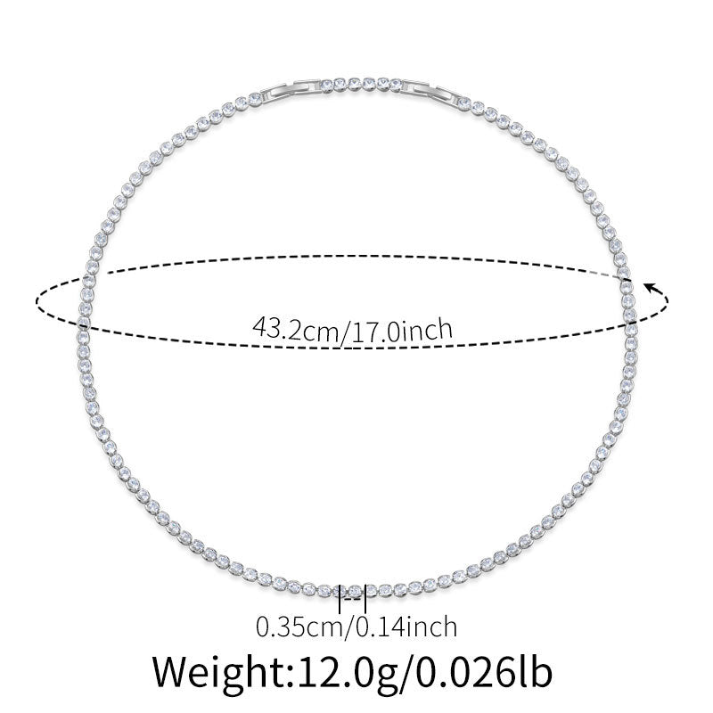 Silberne Tennis-Halskette mit Marquise-Kristall