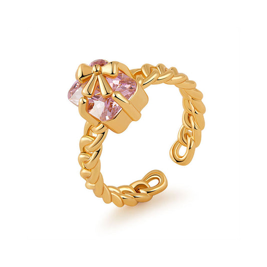 Pink Crystal Gift Box Ring