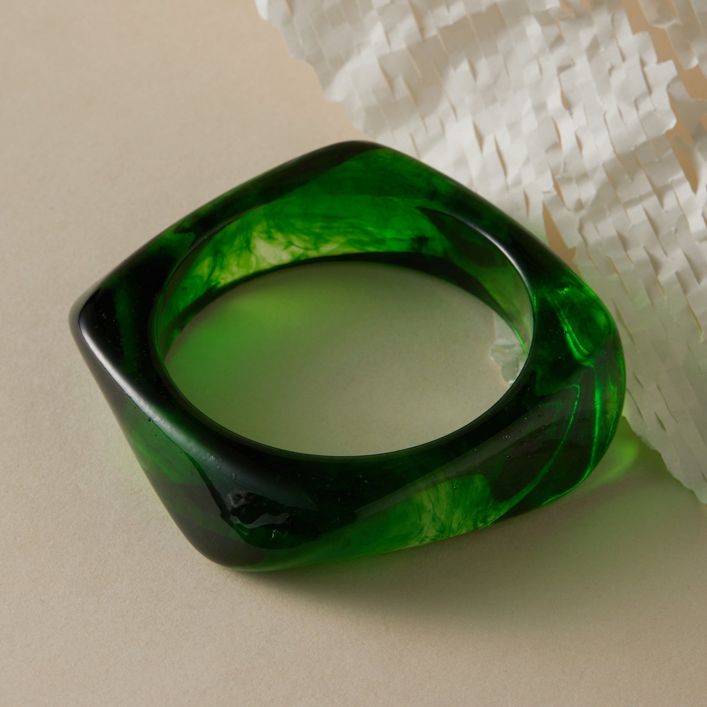 Vintage Style Marbled Acrylic Statement Bangle