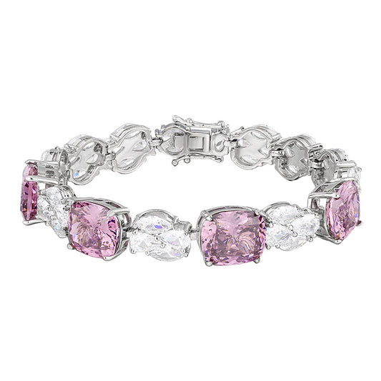 Pastel Cushion Cut Crystal Sparkle Tennis Bracelet