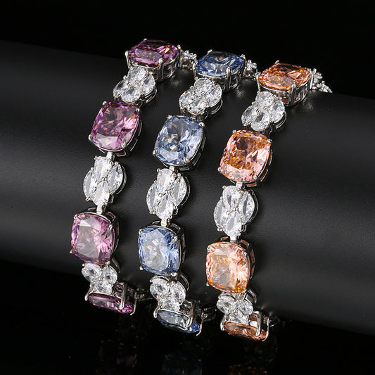 Pastel Cushion Cut Crystal Sparkle Tennis Bracelet