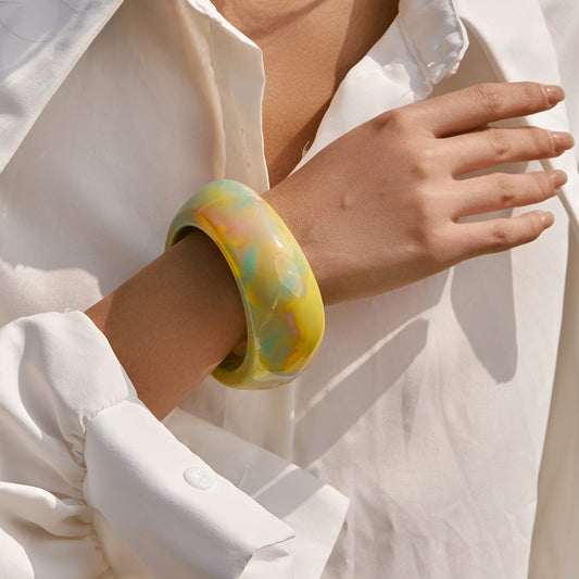 Pastel Watercolor Marbled Chunky Resin Bangle